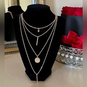 LAYERED 4 PC PENDANT DROP NECKLACE